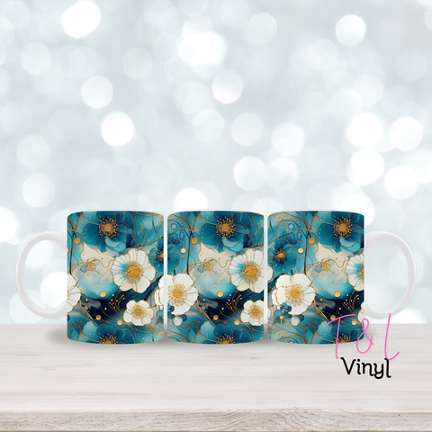 288 Blue  flowers- 11oz mug