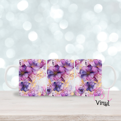 287 Purple  flowers- 11oz mug