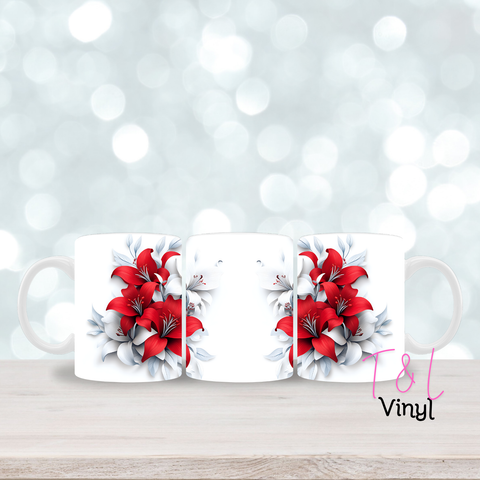 471 Red flower 11oz mug