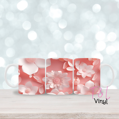 380 Pink floral 11oz mug