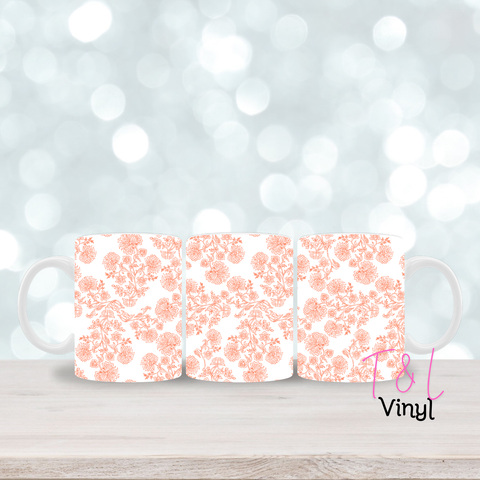 398 Orange Floral 11oz mug