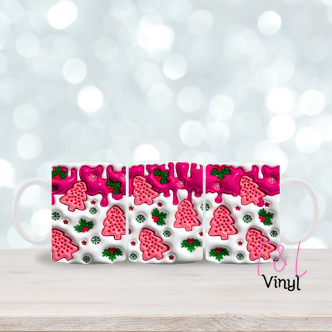 421 Pink 3D Christmas 11oz mug