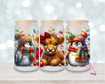 (38) Cute Christmas highland cow  16oz Sub wrap