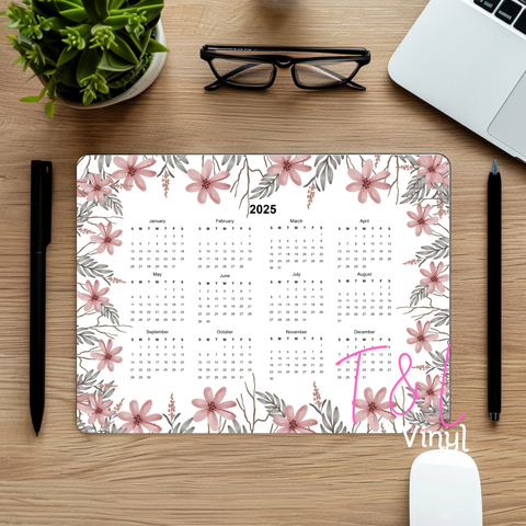 751 Pink Floral Mouse pad Calendar Sublimation Print