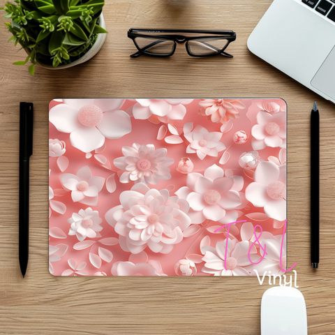 886 3D pink flowers Mouse Pad Sublimation Print