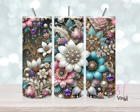 3D florals  20 oz Sublimation wrap (468)