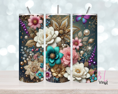 Floral Pearls  20 oz Sublimation wrap (467)