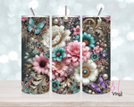 3D florals, butterflies and pearls  20 oz Sublimation wrap (469)