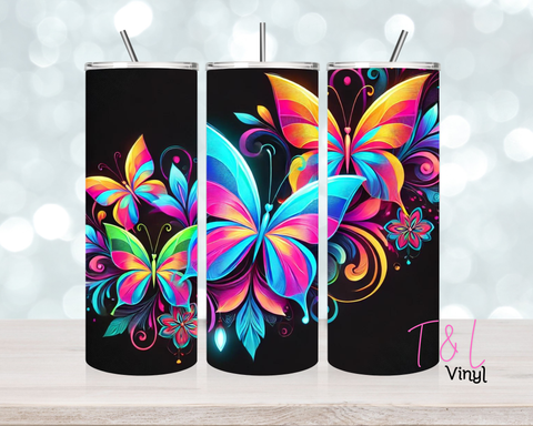 Neon Butterflies 20 oz Sublimation wrap (476)