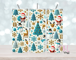 Blue/Gold Glitter Christmas 20 oz Sublimation wrap (488)