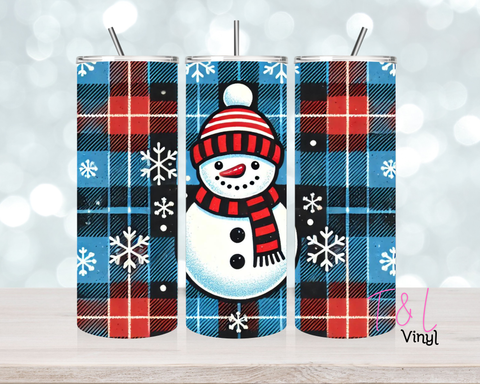 Snow man and red/Blue plaid 20 oz Sublimation wrap (486)