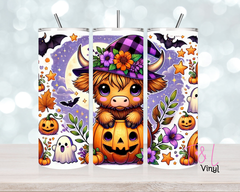 Halloween Highland Cow  20 oz Sublimation wrap (495)