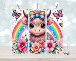 Rainbow Highland Cow 20 oz Sublimation wrap (496)