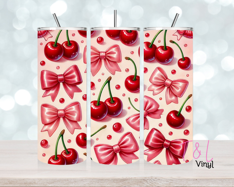 Cherry and Bows  20 oz Sublimation wrap (565)