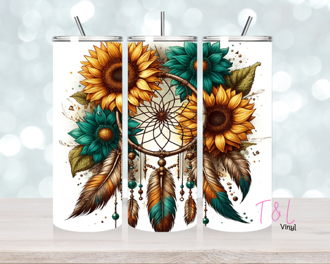 Sunflowers and Dreamcatcher 20 oz Sublimation wrap (569)