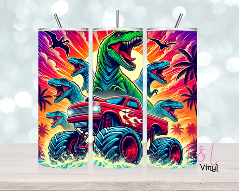 Dino and monster truck 20 oz Sublimation wrap (574)