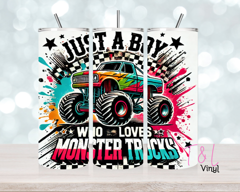 Just a boy who loves monster trucks 20 oz Sublimation wrap (576)