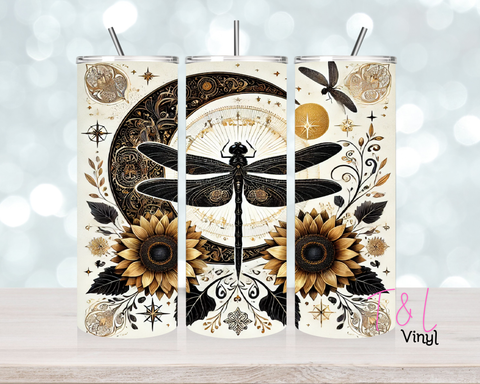 664 Sunflower and Dragonfly 20 oz Sublimation wrap