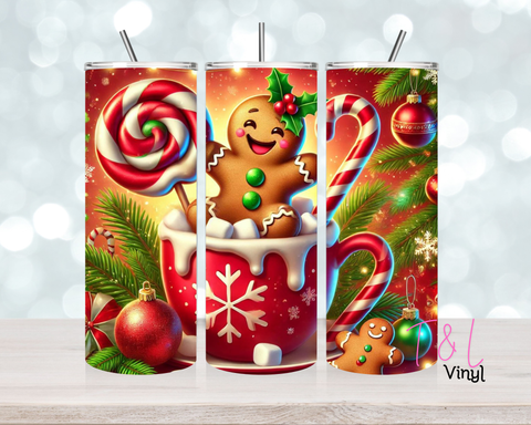 674 Gingerbread Christmas 20 oz Sublimation wrap