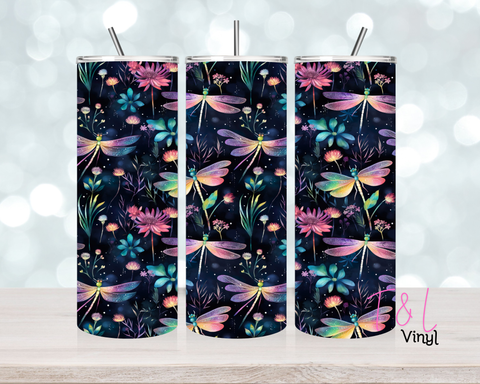 706 Neon Dragonfly  20 oz Sublimation wrap