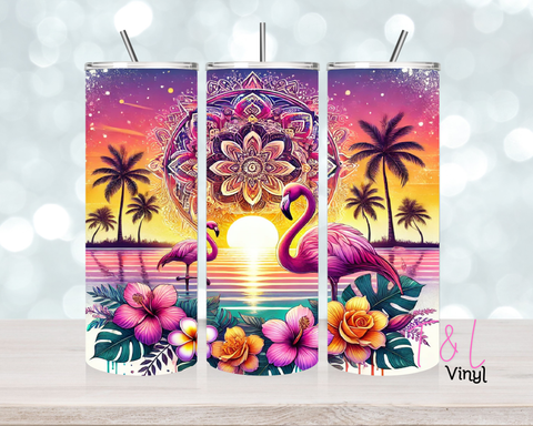 704 Flamingo Sunset  20 oz Sublimation wrap