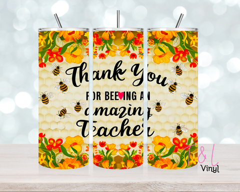 708 Thank you for beeing an amazing teacher   20 oz Sublimation wrap