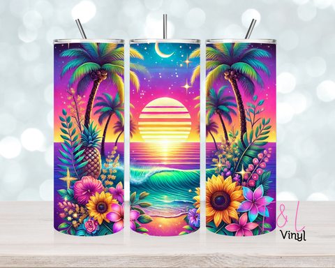 730 Floral Sunset 20 oz Sublimation wrap