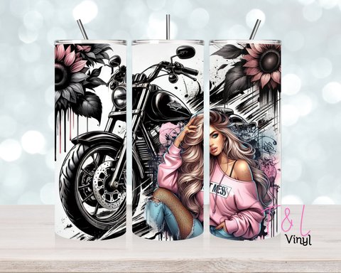 752 Bike Chick 20 oz Sublimation wrap