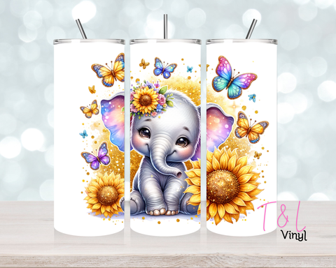 791 Sunflower Elephant 20 oz Sublimation wrap
