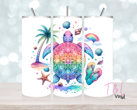 798 Pastel Mandala Turtle  20 oz Sublimation wrap