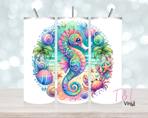 797 Pastel Mandala Seahorse  20 oz Sublimation wrap