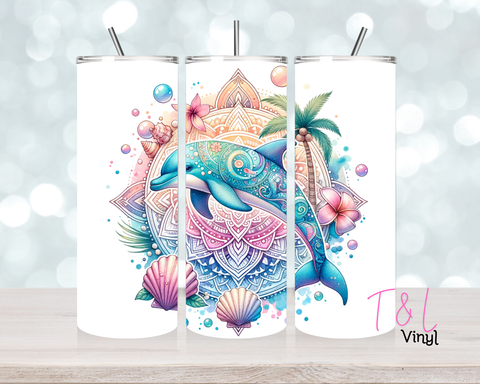 800 Pastel Mandala Dolphin  20 oz Sublimation wrap