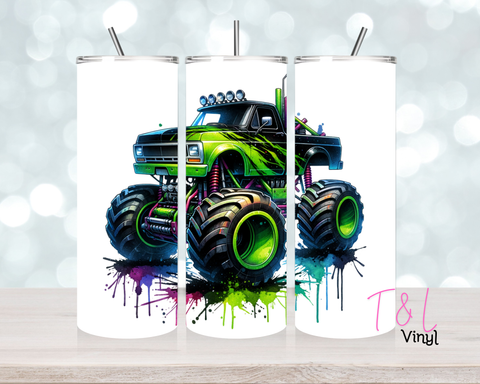 810 Black/Green Monster Truck 20 oz Sublimation wrap