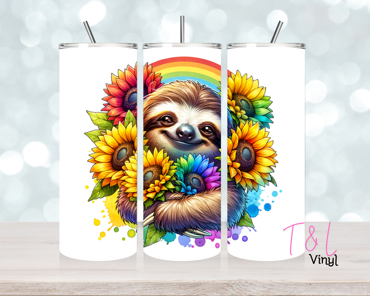829 Rainbow Sloth 20 oz Sublimation wrap – T & L Vinyl