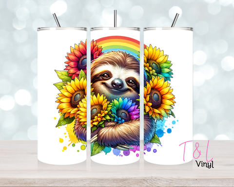 829 Rainbow Sloth 20 oz Sublimation wrap