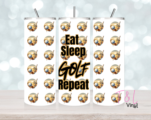 886 Eat sleep golf repeat  20 oz Sublimation wrap