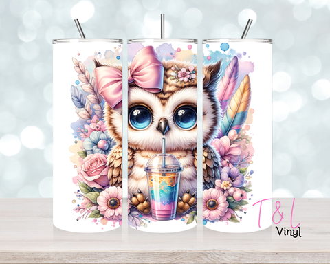 981 Boho Pastel Owl 20 oz Sublimation wrap