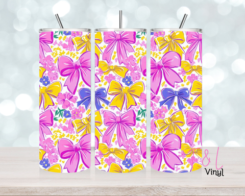 1045 Pink and yellow bows 20 oz Sublimation wrap