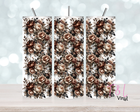 1041 Brown floral 20 oz Sublimation wrap