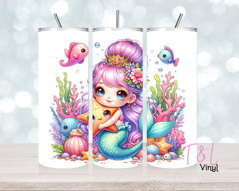 1038 Mermaid and starfish 20 oz Sublimation wrap