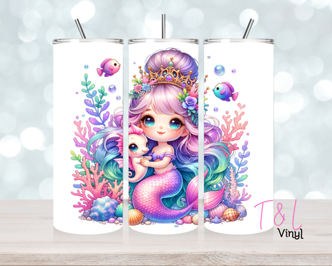 1037 Mermaid and seahorse 20 oz Sublimation wrap