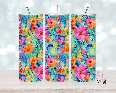 1033 Watercolour flowers 20 oz Sublimation wrap