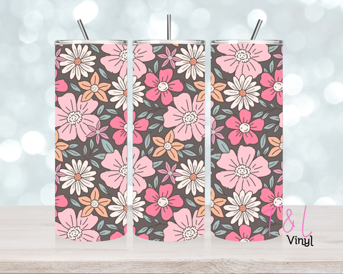 1034 Boho Flowers 20 oz Sublimation wrap