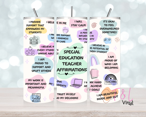 1054 Education Support worker affirmation 20 oz Sublimation wrap