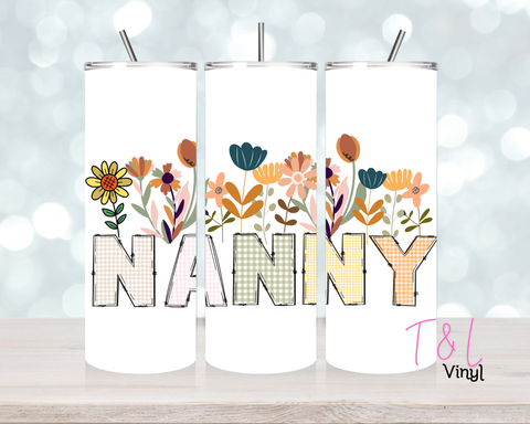 1064 Floral Nanny 20 oz Sublimation wrap