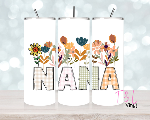1068 Floral Nana 20 oz Sublimation wrap