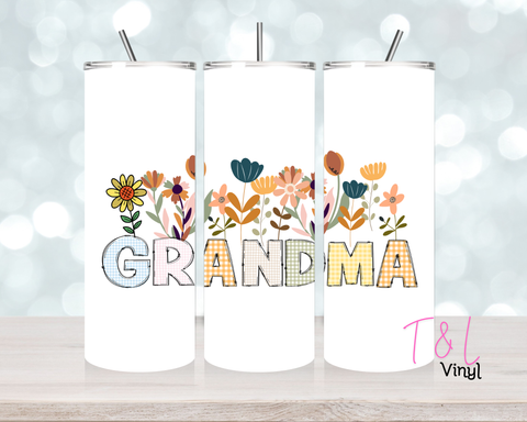 1067 Floral Grandma 20 oz Sublimation wrap