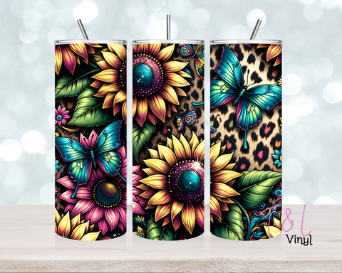 1091 Sunflower and leopard 20 oz Sublimation wrap
