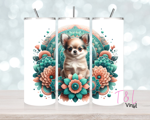 1208 Teal mandala Chihuahua 20 oz Sublimation wrap