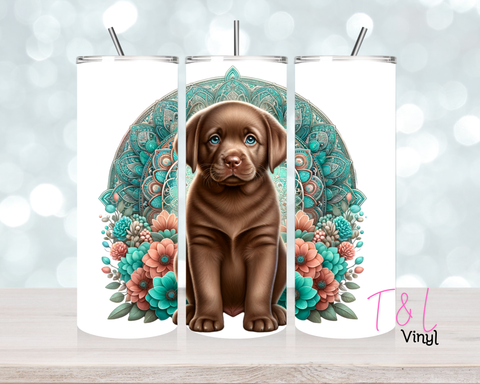 1207 Teal mandala Brown Lab 20 oz Sublimation wrap